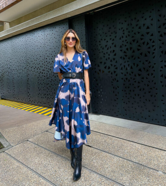 Vestido largo puntas azul