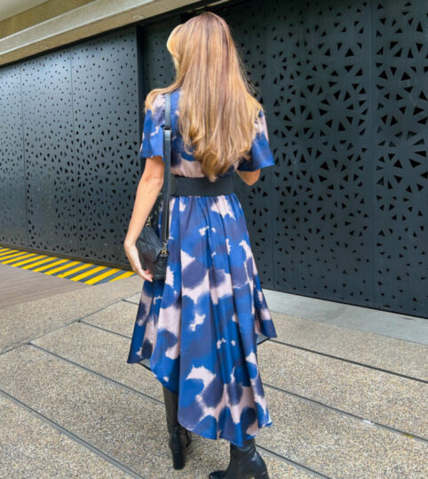 Vestido largo puntas azul - Imagen 4