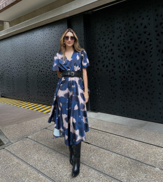 Vestido largo puntas azul