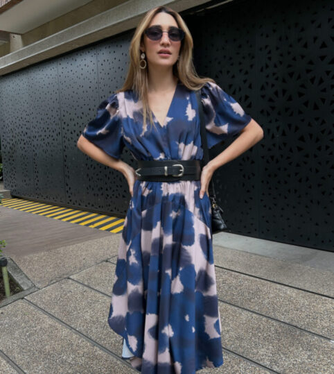 Vestido largo puntas azul - Imagen 3