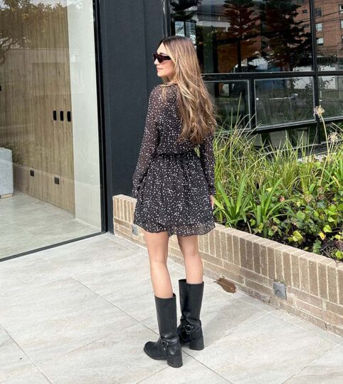 Vestido Corto Chifon Mini Flores - Imagen 3