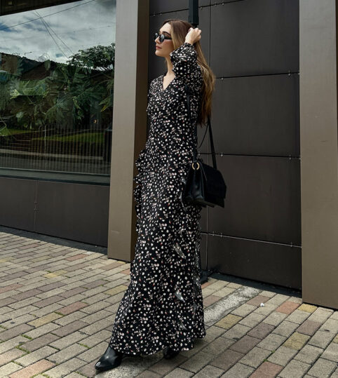 Vestido largo boleros flores - Imagen 4