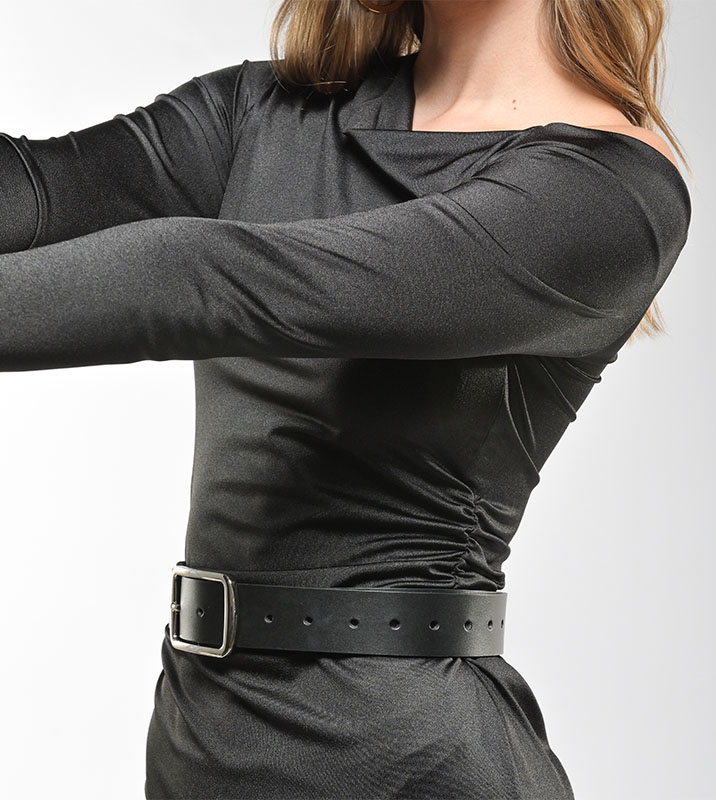 Vestido Largo Hombro Caído Negro - Imagen 3