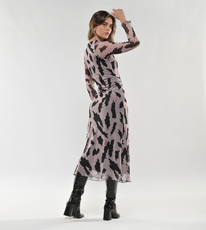 Vestido Midi Malla con Amarre Manchas - Imagen 4