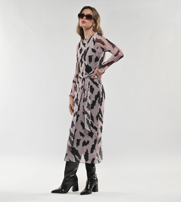 Vestido Midi Malla con Amarre Manchas - Imagen 3