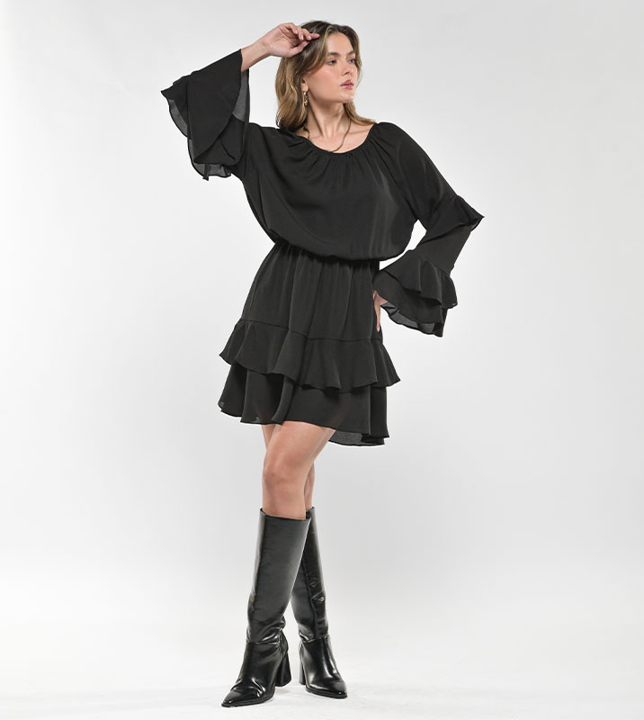 Vestido Corto boho Negro - Imagen 6