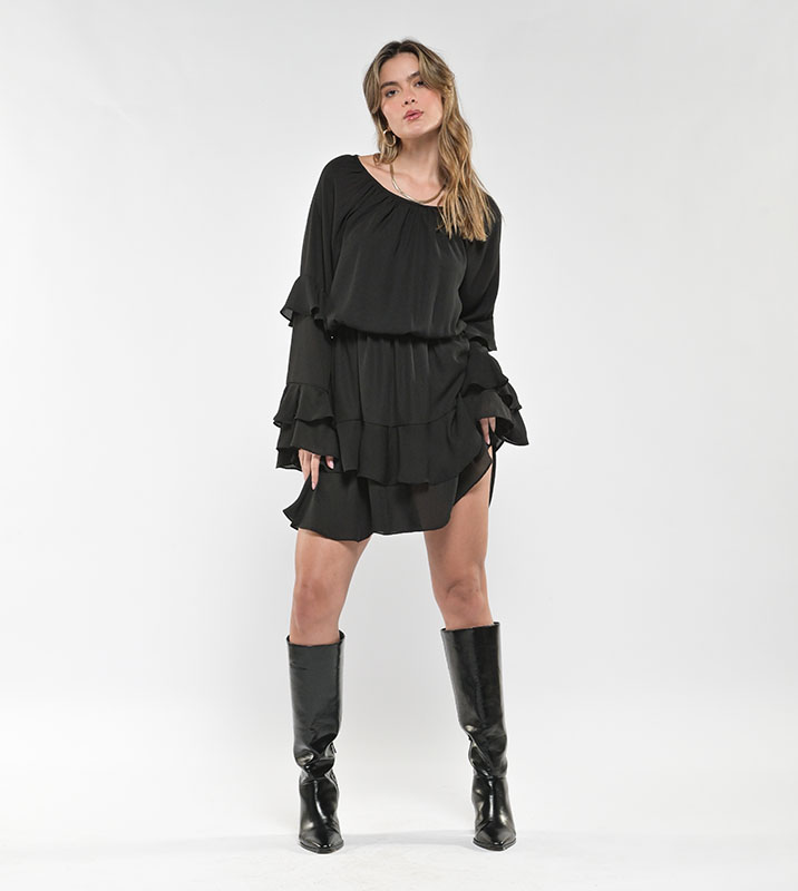 Vestido Corto boho Negro - Imagen 5