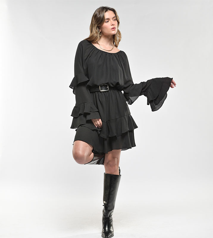 Vestido Corto boho Negro - Imagen 2