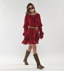 Vestido Corto boho Vinotinto
