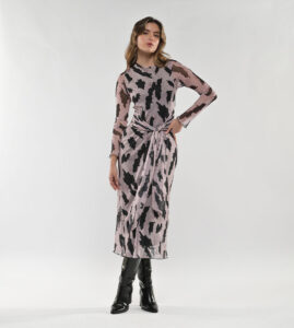 Vestido Midi Malla con Amarre Manchas