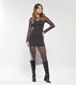 Vestido Midi Malla Puntos
