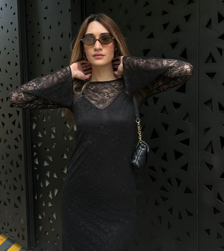 Vestido Largo Encaje Negro - Imagen 6