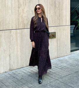 Vestido Largo Chifón Café