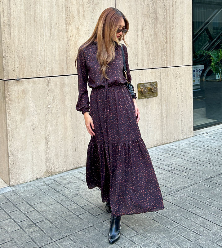 Vestido Largo Chifón Café - Imagen 2