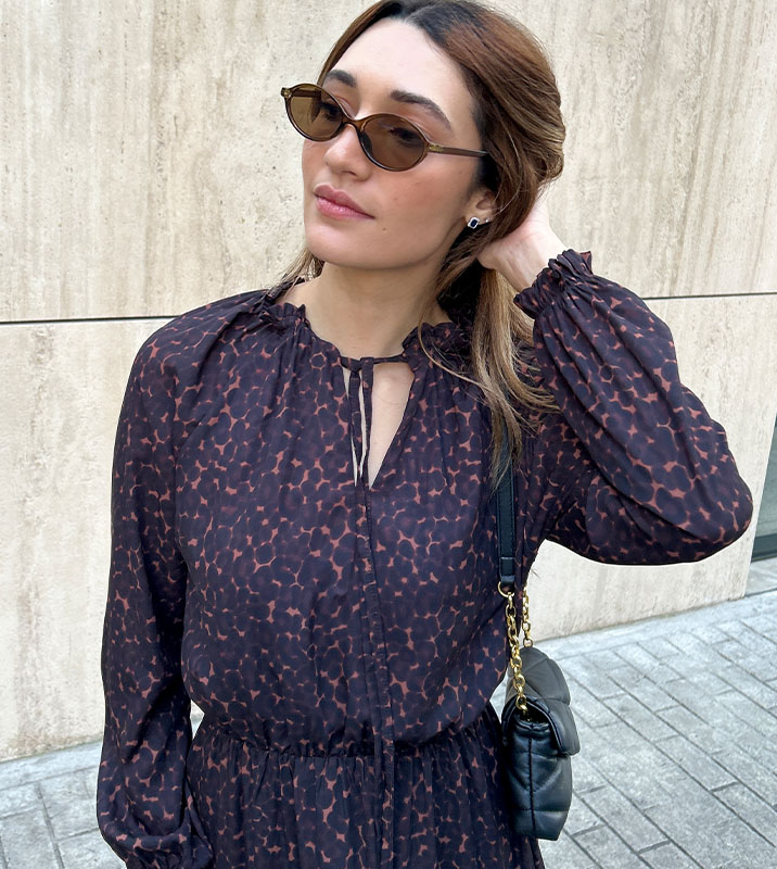 Vestido Largo Chifón Café - Imagen 3