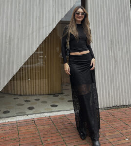 Falda Larga Encaje Negro