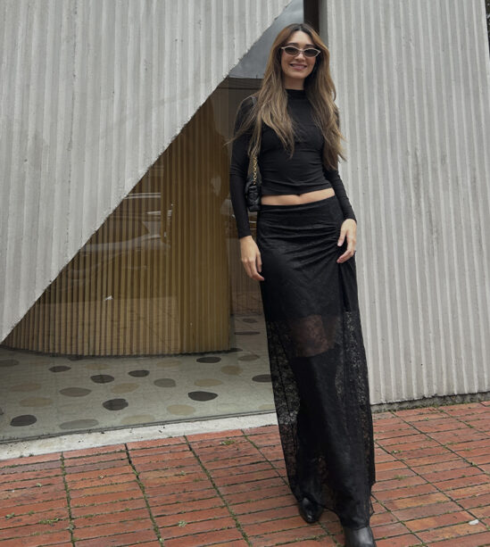 Falda Larga Encaje Negro