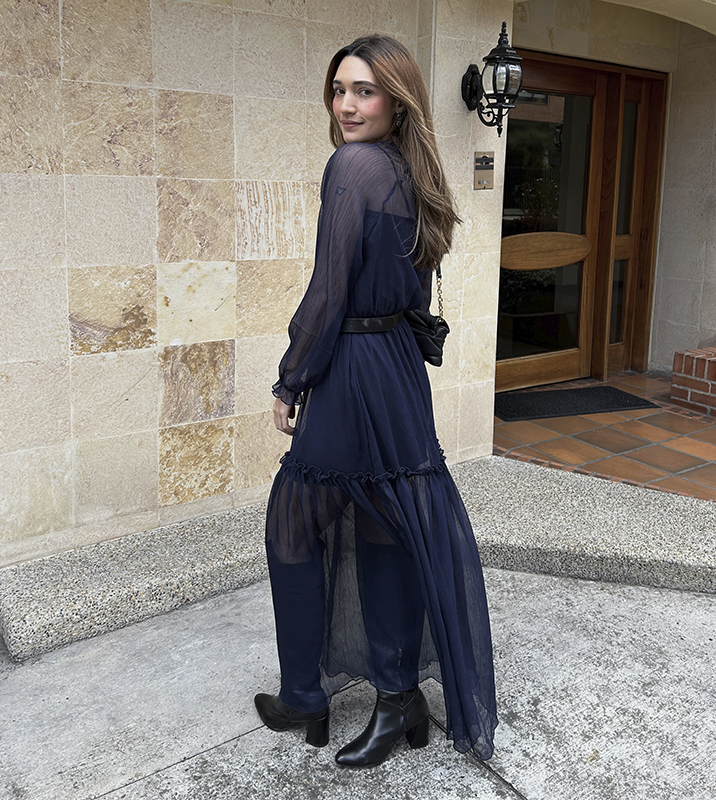 Vestido Largo Chifón Azul - Imagen 3