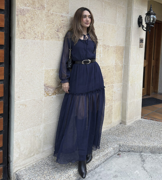 Vestido Largo Chifón Azul