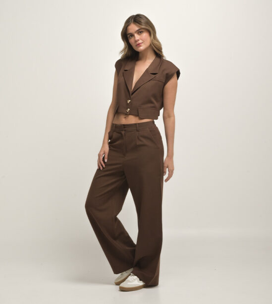 Set Chaleco Muscle y Pantalón Café