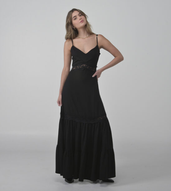 Vestido Largo Tiras con Encaje