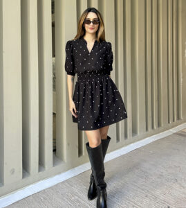 Vestido Corto Manga Ancha