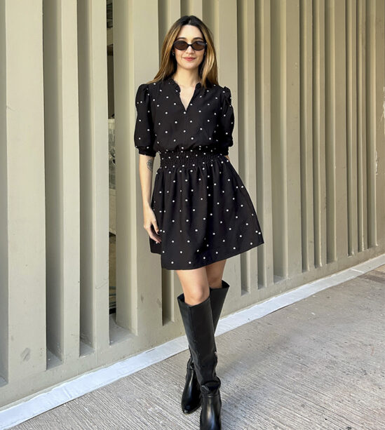 Vestido Corto Manga Ancha