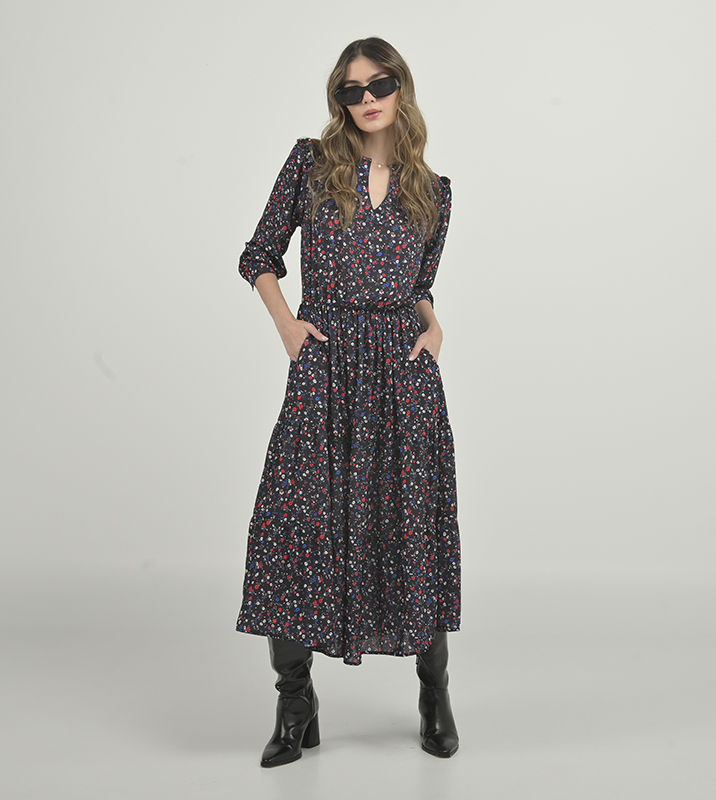 Vestido Midi Chifón Mini Flores - Imagen 5