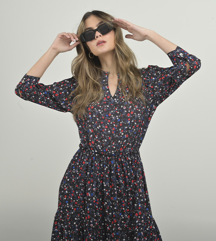 Vestido Midi Chifón Mini Flores - Imagen 4