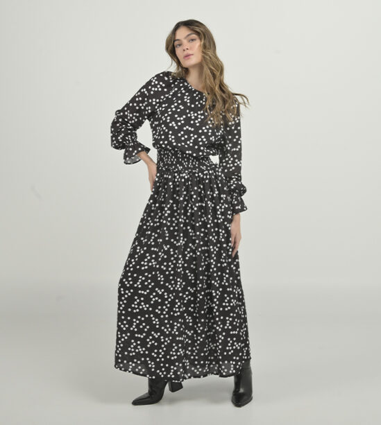 Vestido Largo Chifón Puntos