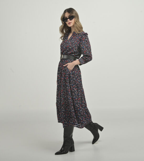 Vestido Midi Chifón Mini Flores